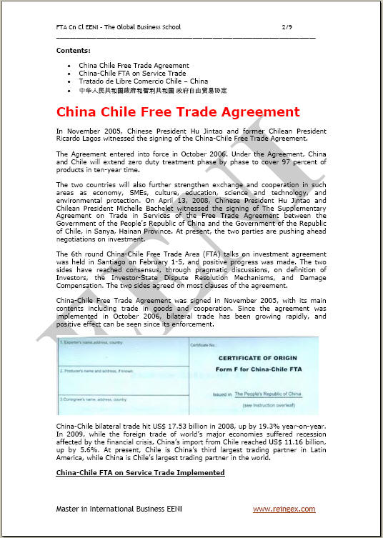 Tiongkok-Chili Perjanjian perdagangan bebas (Kursus, Magister, Doktor)