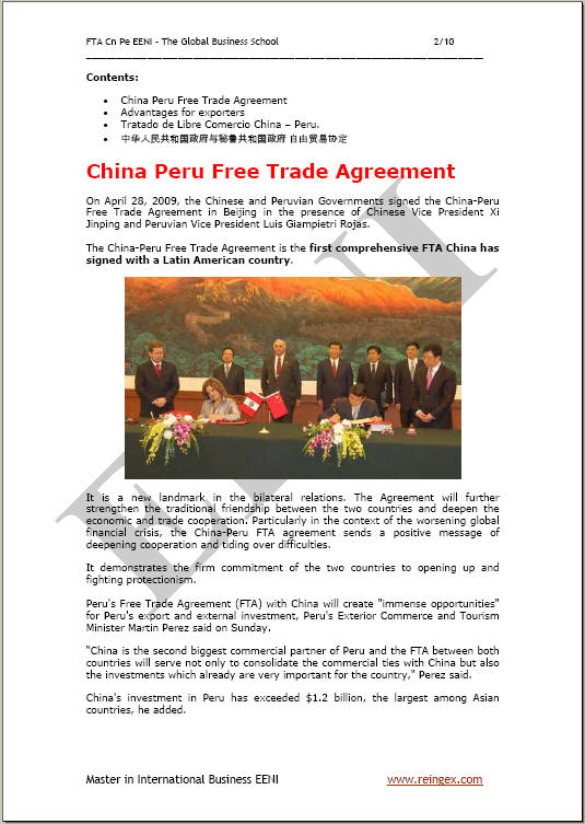 Tiongkok-Peru Perjanjian perdagangan bebas (Kursus, Magister, Doktor)