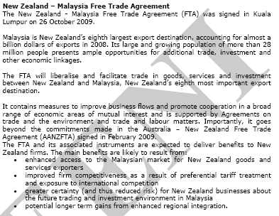 Perjanjian perdagangan bebas Selandia Baru-Malaysia