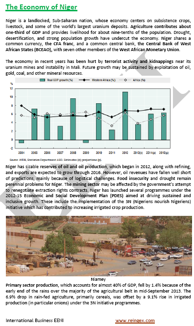 Perdagangan Luar Negeri dan Bisnis di Niger, Niamey, Agadez